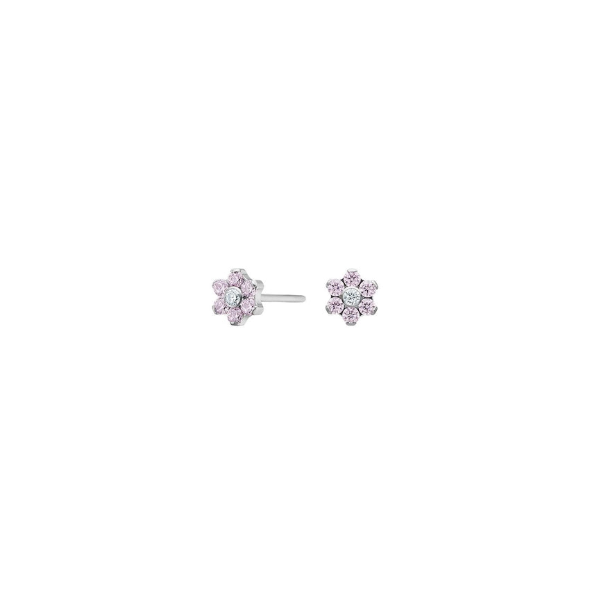Nordahl Andersen blomsterøreringe i nikkelfri titanium med pink zirkonia 4,5 mm